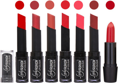 

Lady Fashion Lipsticks Set - 7 Fashionable Colors/Long Lasting with Rythm Lip Color 13(Tametto Red, Hot Pink, Nude, Orange, Pink, Maroon)