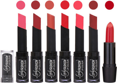 

Lady Fashion Lipsticks Set - 7 Fashionable Colors/Long Lasting with Rythm Lip Color 34(Baby Pink, Redish Maroon, Nude, Orange, Pink, Maroon)