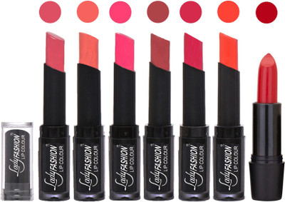

Lady Fashion Lipsticks Set - 7 Fashionable Colors/Long Lasting with Rythm Lip Color 70(Mauve, Peach, Magenta, Mauve, Dark Magenta, Hot Orange)