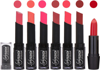 

Lady Fashion Lipsticks Set - 7 Fashionable Colors/Long Lasting with Rythm Lip Color 71(Mauve, Peach, Magenta, Mauve, Pink, Maroon)