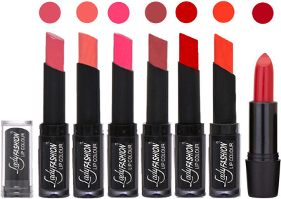 

Lady Fashion Lipsticks Set - 7 Fashionable Colors/Long Lasting with Rythm Lip Color 69(Mauve, Peach, Magenta, Mauve, Tametto Red, Brick Orange)