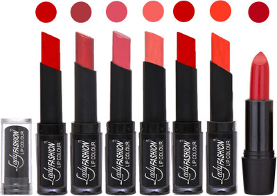 

Lady Fashion Lipsticks Set - 7 Fashionable Colors/Long Lasting with Rythm Lip Color 14(Tametto Red, Hot Pink, Mauve, Peach, Tametto Red, Brick Orange)