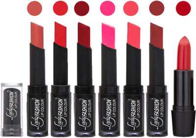 

Lady Fashion Lipsticks Set - 7 Fashionable Colors/Long Lasting with Rythm Lip Color 58(Nude, Orange, Red, Dark Pink, Pink, Maroon)