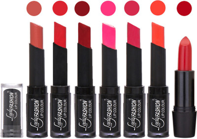 

Lady Fashion Lipsticks Set - 7 Fashionable Colors/Long Lasting with Rythm Lip Color 57(Nude, Orange, Red, Dark Pink, Dark Magenta, Hot Orange)