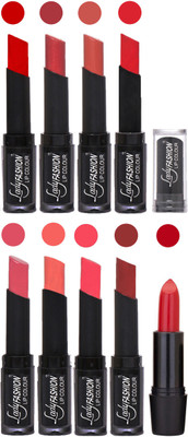 

Lady Fashion 9 Colors Creamy Matte Rythm Lipsticks Set for Daily Use 011(Tametto Red, Hot Pink Nude, Orange Mauve, Peach Pink, Maroon)