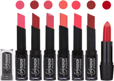 

Lady Fashion Lipsticks Set - 7 Fashionable Colors/Long Lasting with Rythm Lip Color 39(Baby Pink, Redish Maroon, Mauve, Peach, Pink, Maroon)
