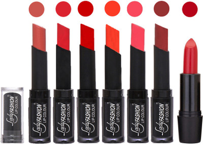 

Lady Fashion Lipsticks Set - 7 Fashionable Colors/Long Lasting with Rythm Lip Color 63(Nude, Orange, Tametto Red, Brick Orange, Pink, Maroon)