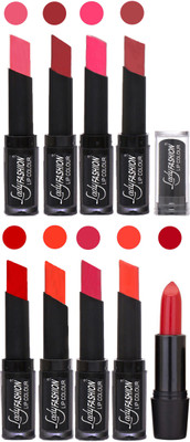 

Lady Fashion 9 Colors Creamy Matte Rythm Lipsticks Set for Daily Use 035(Baby Pink, Redish Maroon Magenta, Mauve Tametto Red, Brick Orange Dark Magenta, Hot Orange)