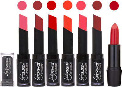 

Lady Fashion Lipsticks Set - 7 Fashionable Colors/Long Lasting with Rythm Lip Color 48(Baby Pink, Redish Maroon, Tametto Red, Brick Orange, Pink, Maroon)