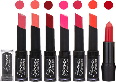 

Lady Fashion Lipsticks Set - 7 Fashionable Colors/Long Lasting with Rythm Lip Color 67(Mauve, Peach, Red, Dark Pink, Dark Magenta, Hot Orange)