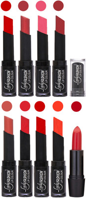 

Lady Fashion 9 Colors Creamy Matte Rythm Lipsticks Set for Daily Use 004(Tametto Red, Hot Pink Baby Pink, Redish Maroon Nude, Orange Tametto Red, Brick Orange)
