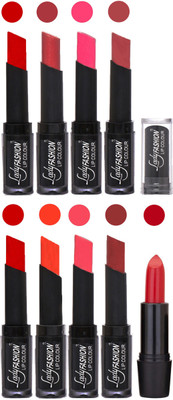

Lady Fashion 9 Colors Creamy Matte Rythm Lipsticks Set for Daily Use 021(Tametto Red, Hot Pink Magenta, Mauve Tametto Red, Brick Orange Pink, Maroon)