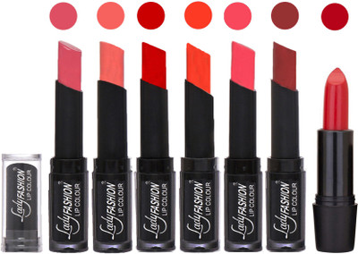

Lady Fashion Lipsticks Set - 7 Fashionable Colors/Long Lasting with Rythm Lip Color 73(Mauve, Peach, Tametto Red, Brick Orange, Pink, Maroon)