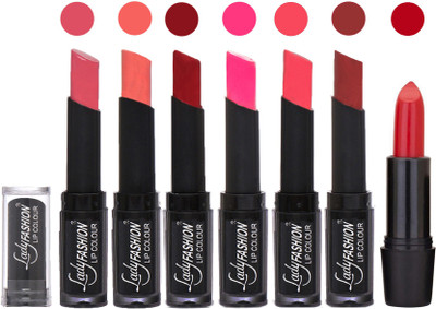 

Lady Fashion Lipsticks Set - 7 Fashionable Colors/Long Lasting with Rythm Lip Color 68(Mauve, Peach, Red, Dark Pink, Pink, Maroon)