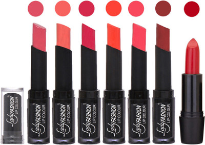 

Lady Fashion Lipsticks Set - 7 Fashionable Colors/Long Lasting with Rythm Lip Color 74(Mauve, Peach, Dark Magenta, Hot Orange, Pink, Maroon)