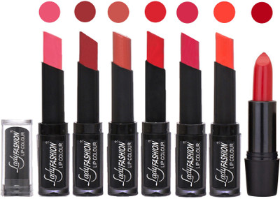 

Lady Fashion Lipsticks Set - 7 Fashionable Colors/Long Lasting with Rythm Lip Color 33(Baby Pink, Redish Maroon, Nude, Orange, Dark Magenta, Hot Orange)