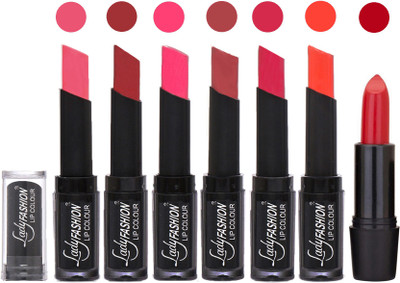 

Lady Fashion Lipsticks Set - 7 Fashionable Colors/Long Lasting with Rythm Lip Color 45(Baby Pink, Redish Maroon, Magenta, Mauve, Dark Magenta, Hot Orange)