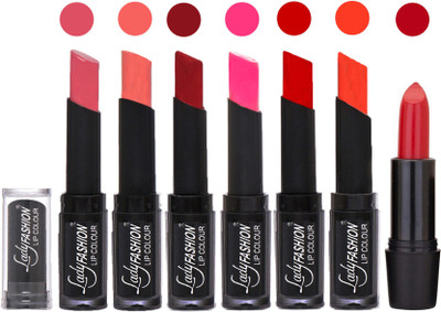 

Lady Fashion Lipsticks Set - 7 Fashionable Colors/Long Lasting with Rythm Lip Color 66(Mauve, Peach, Red, Dark Pink, Tametto Red, Brick Orange)