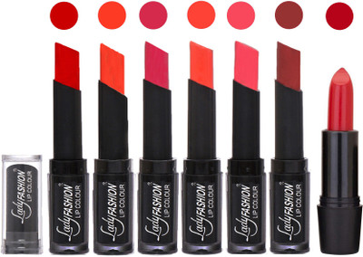 

Lady Fashion Lipsticks Set - 7 Fashionable Colors/Long Lasting with Rythm Lip Color 84(Tametto Red, Brick Orange, Dark Magenta, Hot Orange, Pink, Maroon)