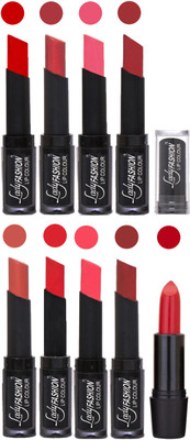 

Lady Fashion 9 Colors Creamy Matte Rythm Lipsticks Set for Daily Use 006(Tametto Red, Hot Pink Baby Pink, Redish Maroon Nude, Orange Pink, Maroon)