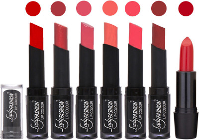 

Lady Fashion Lipsticks Set - 7 Fashionable Colors/Long Lasting with Rythm Lip Color 18(Tametto Red, Hot Pink, Mauve, Peach, Pink, Maroon)