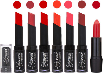 

Lady Fashion Lipsticks Set - 7 Fashionable Colors/Long Lasting with Rythm Lip Color 27(Tametto Red, Hot Pink, Tametto Red, Brick Orange, Pink, Maroon)