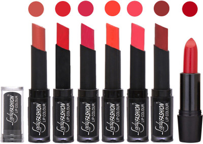 

Lady Fashion Lipsticks Set - 7 Fashionable Colors/Long Lasting with Rythm Lip Color 64(Nude, Orange, Dark Magenta, Hot Orange, Pink, Maroon)