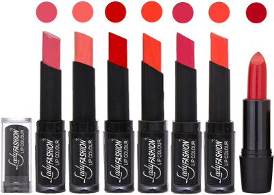 

Lady Fashion Lipsticks Set - 7 Fashionable Colors/Long Lasting with Rythm Lip Color 72(Mauve, Peach, Tametto Red, Brick Orange, Dark Magenta, Hot Orange)