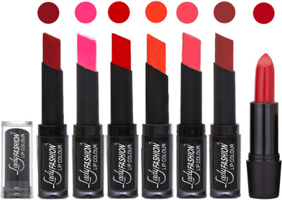 

Lady Fashion Lipsticks Set - 7 Fashionable Colors/Long Lasting with Rythm Lip Color 79(Red, Dark Pink, Tametto Red, Brick Orange, Pink, Maroon)