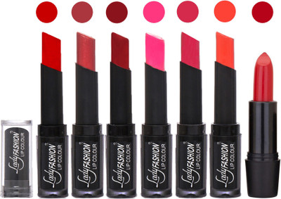 

Lady Fashion Lipsticks Set - 7 Fashionable Colors/Long Lasting with Rythm Lip Color 21(Tametto Red, Hot Pink, Red, Dark Pink, Dark Magenta, Hot Orange)