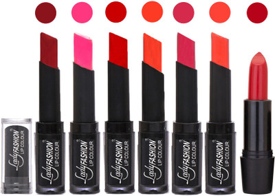

Lady Fashion Lipsticks Set - 7 Fashionable Colors/Long Lasting with Rythm Lip Color 78(Red, Dark Pink, Tametto Red, Brick Orange, Dark Magenta, Hot Orange)