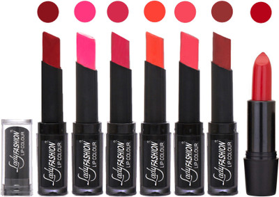 

Lady Fashion Lipsticks Set - 7 Fashionable Colors/Long Lasting with Rythm Lip Color 80(Red, Dark Pink, Dark Magenta, Hot Orange, Pink, Maroon)