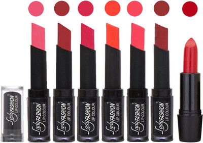 

Lady Fashion Lipsticks Set - 7 Fashionable Colors/Long Lasting with Rythm Lip Color 49(Baby Pink, Redish Maroon, Dark Magenta, Hot Orange, Pink, Maroon)