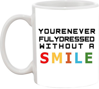 

Ashvah SMILE Ceramic Mug(350 ml), White
