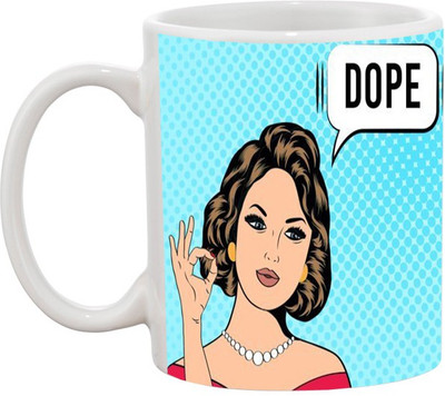 

Ashvah DOPE Ceramic Mug(350 ml), White