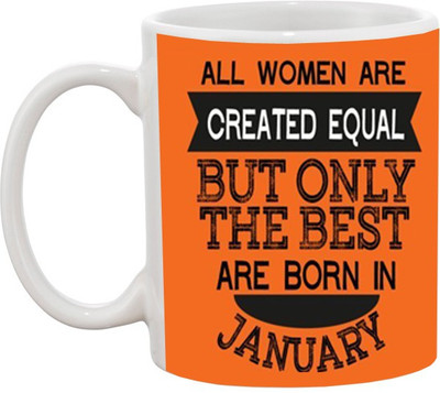 

Ashvah Women Born in January Ceramic Mug(350 ml), White