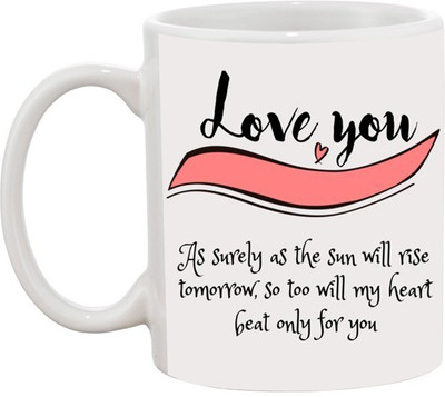 

Ashvah Love U Ceramic Mug(350 ml), White