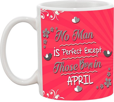

Ashvah Man Born in April Ceramic Mug(350 ml), White