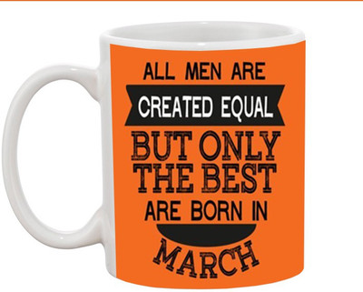 

Ashvah Born in March Ceramic Mug(350 ml), White
