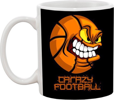 

Ashvah Crazy Football 844 Ceramic Mug(350 ml), White