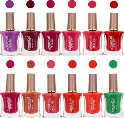 Aroma Care Long Lasting Quick Dry Nail Polish Wholesale Combo 021 Multicolor,(Pack of 12)