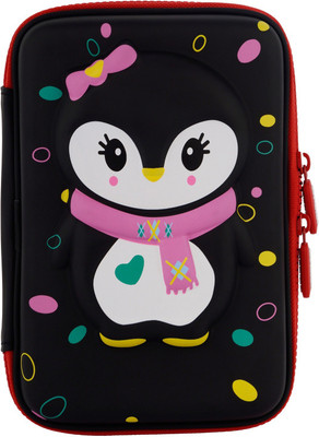 

Ofsign MultiPurpose Cute Owl Art Canvas Pencil Box(Set of 1, Black)