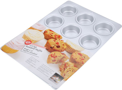 

Wilton Standard Muffin Baking Pan 7 cm diameter(Aluminium, Non-stick), Silver