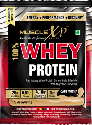 MuscleXP 100% Whey Protein 1 Serving - Cafe Mocha With Digestive Enzymes Whey Protein(33 g, Cafe Mocha) available at flipkart for Rs.175