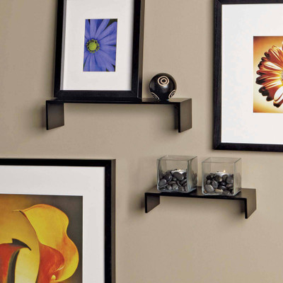 Qesyas Set of 2 Wall Shelf MDF Wall Shelf(Number of Shelves - 2, Black)