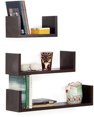 

Qesyas Ronald wall shelf set of 3 MDF Wall Shelf(Number of Shelves - 3, Brown)