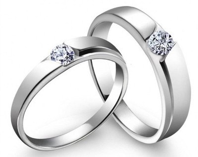 SILVERISH Forever Love Matching Ring For Him And Her Alloy Cubic Zirconia Rhodium Plated Ring Set