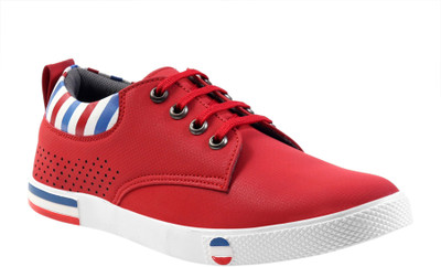 

JK Port Men New Casual Faux Leather Sneakers For Men(Multicolor, Red