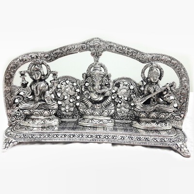 

SV Traders Oxidized white statue of ganesh ji lakshmi ji and saraswati ji Decorative Showpiece - 14 cm(Aluminium, Silver)