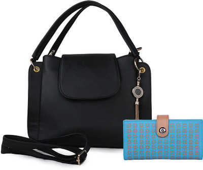 

Glasy Girls Casual Black Leatherette Sling Bag